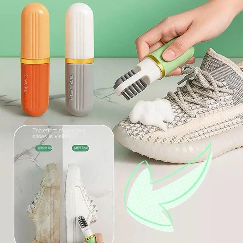 Portable Shoe Cleaning Brush with Built-In Soap Dispenser